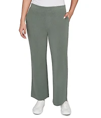 Ruby Rd. Petite Size Luxe Ribbed Wide-Leg Pull-On Coordinating Pants
