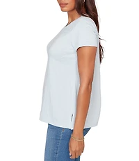 Ruby Rd. Petite Size Paisley Lace Accents Scoop Neck Short Sleeve Tee Top