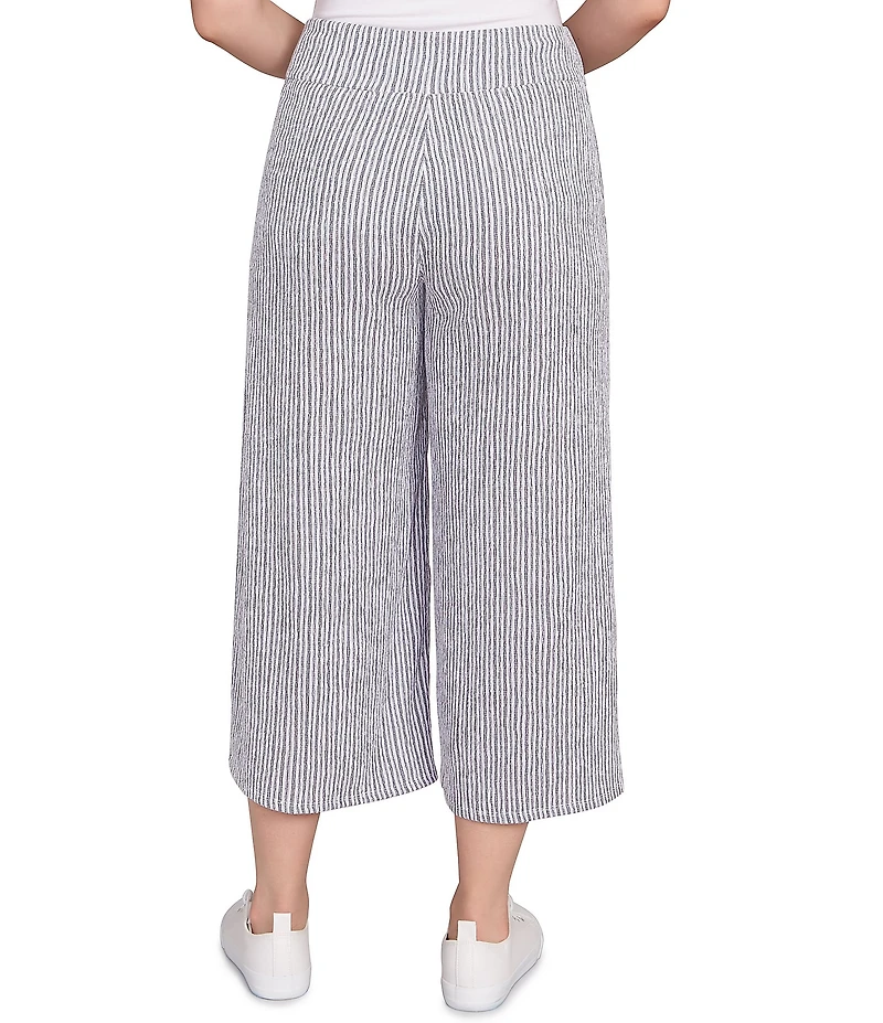 Ruby Rd. Petite Size Puckered Stripe Knit Wide Leg Pull-On Pants