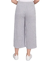 Ruby Rd. Petite Size Puckered Stripe Knit Wide Leg Pull-On Pants