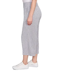 Ruby Rd. Petite Size Puckered Stripe Knit Wide Leg Pull-On Pants