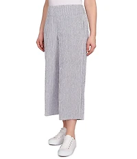 Ruby Rd. Petite Size Puckered Stripe Knit Wide Leg Pull-On Pants