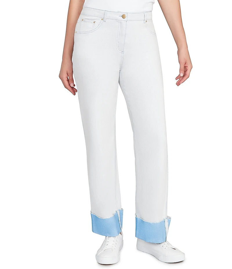Ruby Rd. Petite Size Relaxed Double Faced Straight Leg Denim Jeans