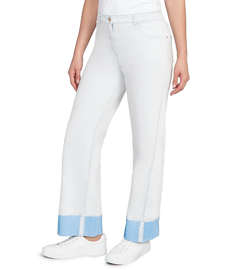 Ruby Rd. Petite Size Relaxed Double Faced Straight Leg Denim Jeans