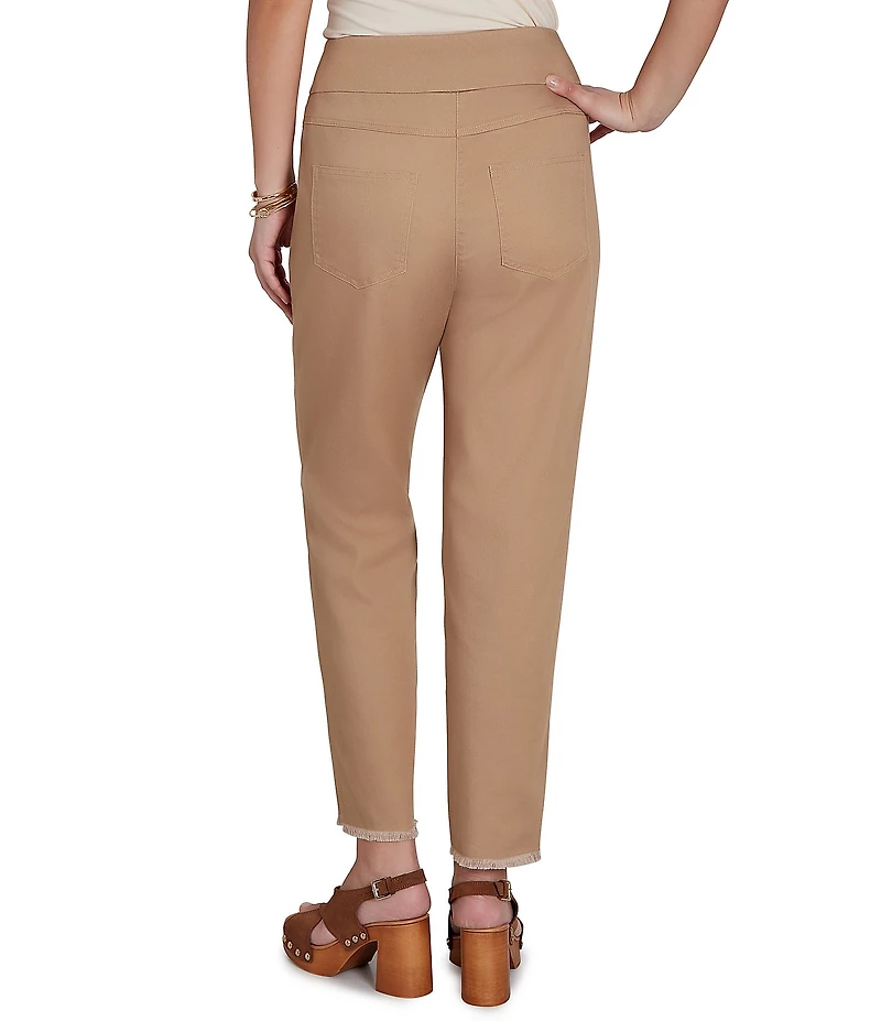 Ruby Rd. Petite Size Relaxed Fringe Hem Pull-On Ankle Denim Pants