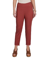 Ruby Rd. Petite Size Relaxed Fringe Hem Pull-On Ankle Denim Pants