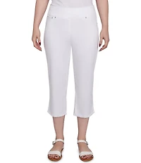 Ruby Rd. Petite Size Relaxed Fringe Hem Pull-On Denim Pants