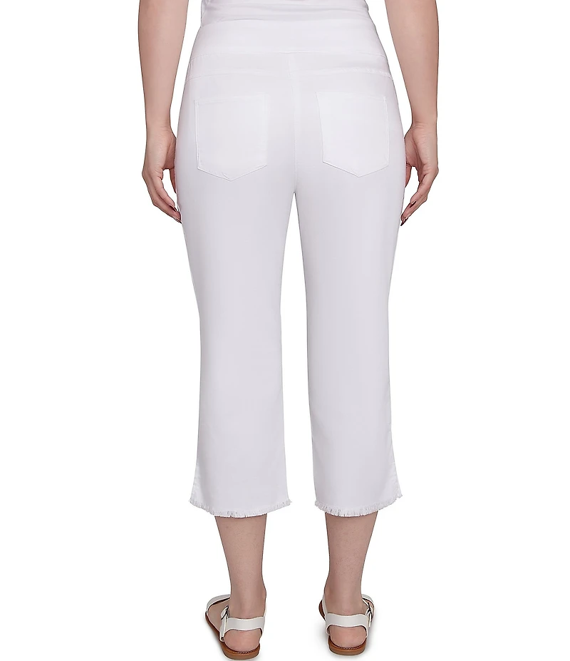 Ruby Rd. Petite Size Relaxed Fringe Hem Pull-On Denim Pants