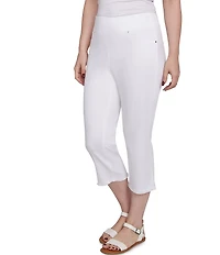 Ruby Rd. Petite Size Relaxed Fringe Hem Pull-On Denim Pants