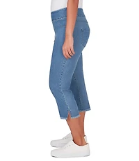 Ruby Rd. Petite Size Relaxed Fringe Hem Pull-On Denim Pants