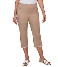 Ruby Rd. Petite Size Relaxed Fringe Hem Pull-On Denim Pants