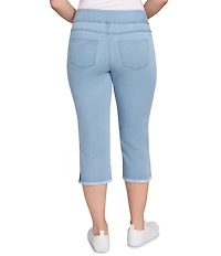 Ruby Rd. Petite Size Relaxed Fringe Hem Pull-On Denim Pants