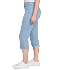 Ruby Rd. Petite Size Relaxed Fringe Hem Pull-On Denim Pants