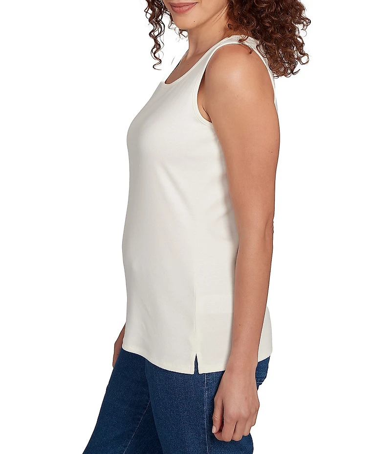 Ruby Rd. Petite Size Ribbed Knit Scoop Neck Sleeveless Side Slit Tank