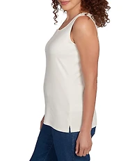 Ruby Rd. Petite Size Ribbed Knit Scoop Neck Sleeveless Side Slit Tank