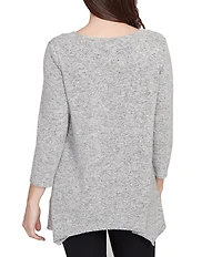 Ruby Rd. Petite Size Scoop Neck 3/4 Sleeve Sharkbite Hem Knit Top