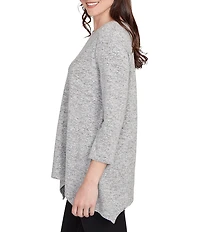 Ruby Rd. Petite Size Scoop Neck 3/4 Sleeve Sharkbite Hem Knit Top