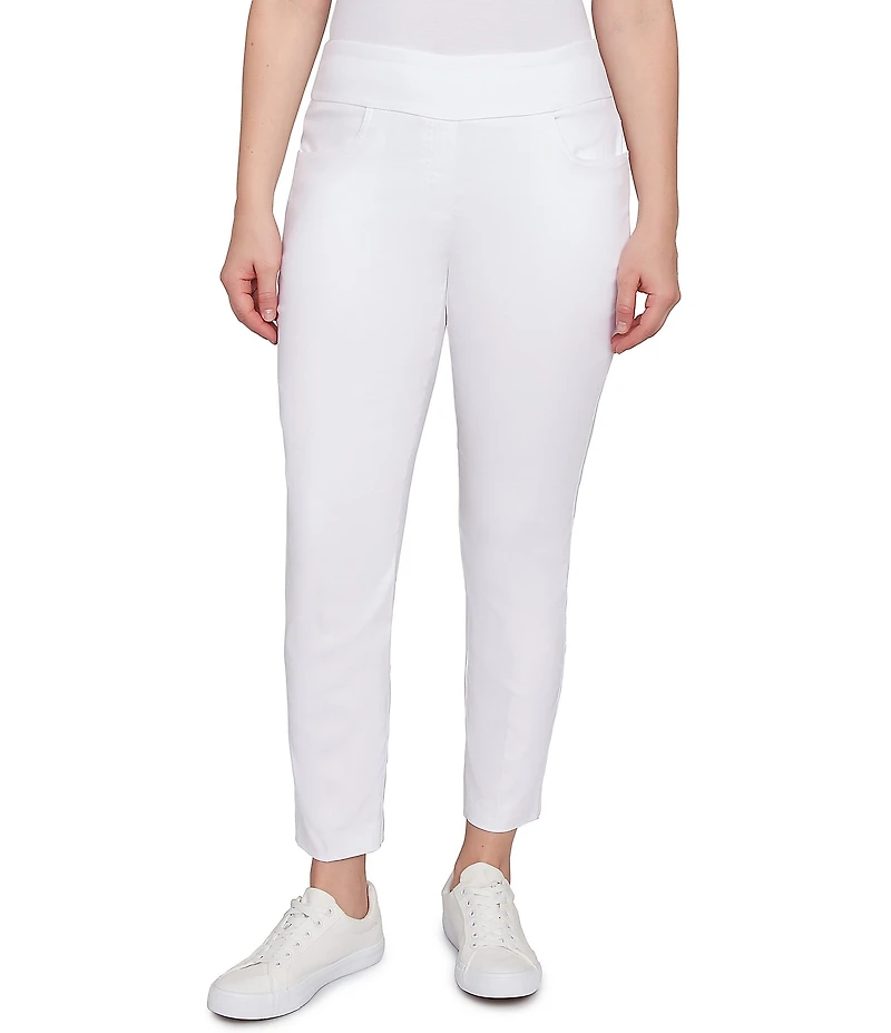 Ruby Rd. Petite Size Silk Tech Straight Leg Pull-On Ankle Pants