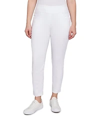 Ruby Rd. Petite Size Silk Tech Straight Leg Pull-On Ankle Pants