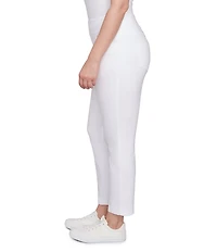Ruby Rd. Petite Size Silk Tech Straight Leg Pull-On Ankle Pants