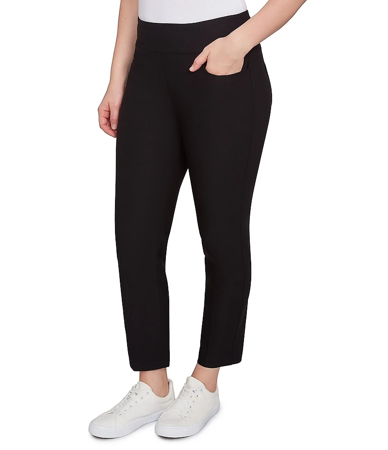 Ruby Rd. Petite Size Silk Tech Straight Leg Pull-On Ankle Pants