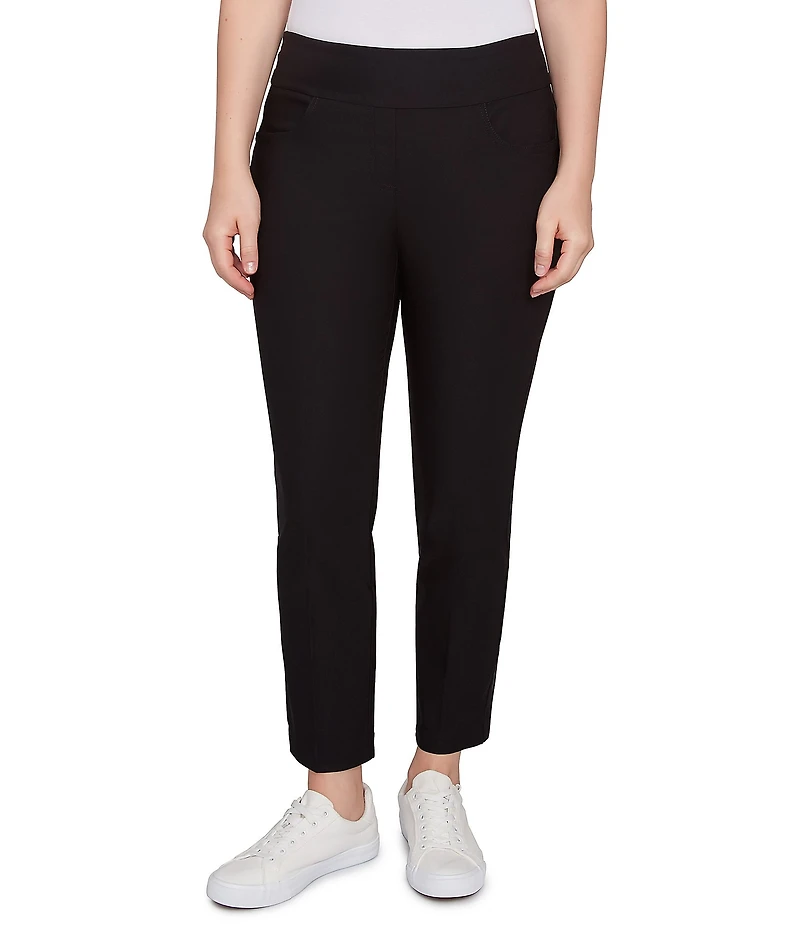 Ruby Rd. Petite Size Silk Tech Straight Leg Pull-On Ankle Pants