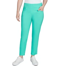 Ruby Rd. Petite Size Silk Tech Straight Leg Pull-On Ankle Pants