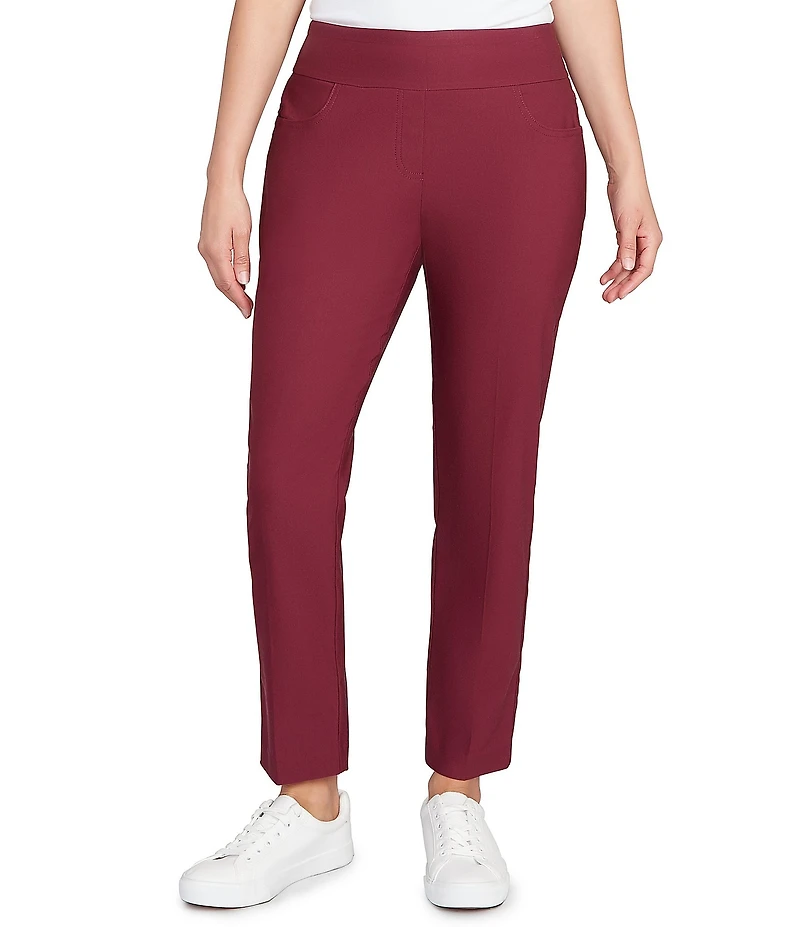 Ruby Rd. Petite Size Silk Tech Straight Leg Pull-On Ankle Pants