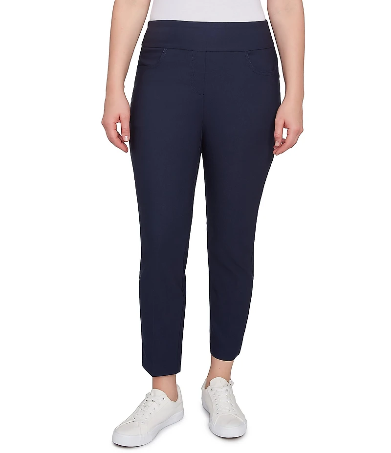 Ruby Rd. Petite Size Silk Tech Straight Leg Pull-On Ankle Pants
