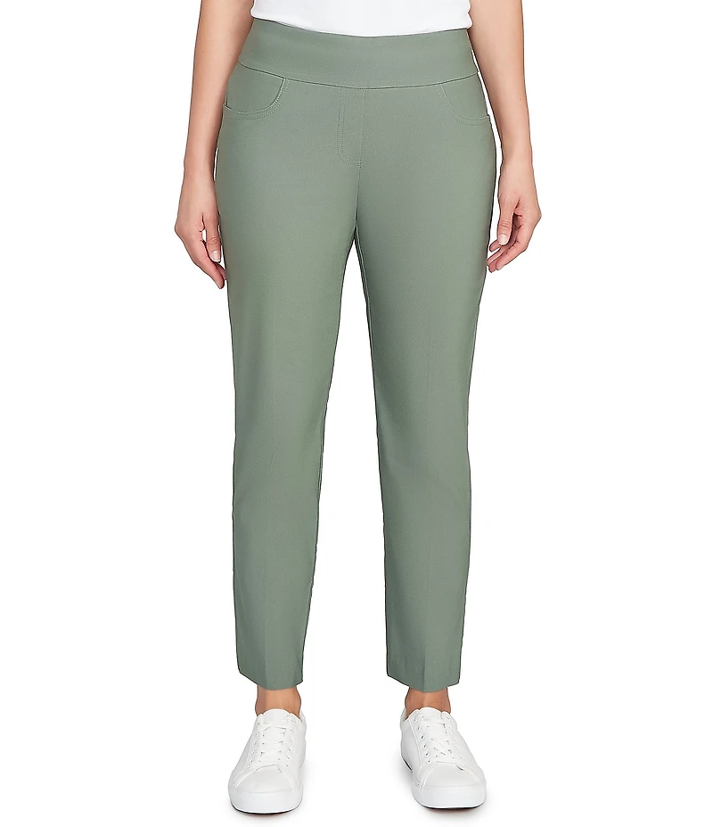 Ruby Rd. Petite Size Silk Tech Straight Leg Pull-On Ankle Pants