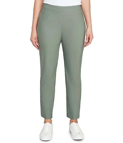 Ruby Rd. Petite Size Silk Tech Straight Leg Pull-On Ankle Pants