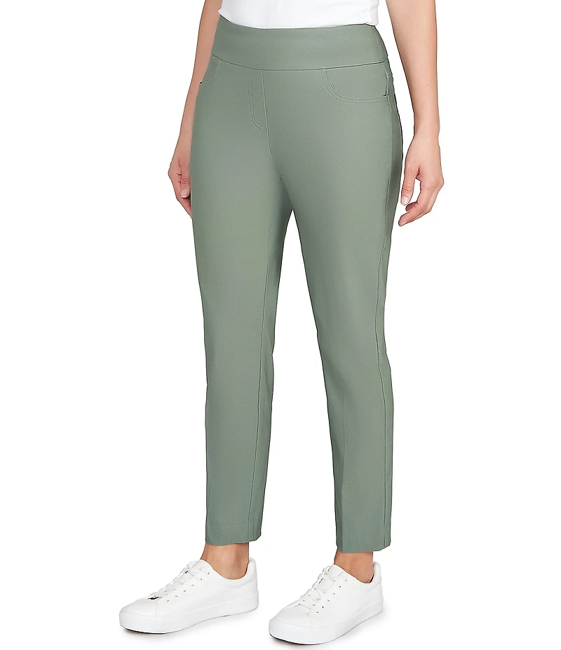 Ruby Rd. Petite Size Silk Tech Straight Leg Pull-On Ankle Pants