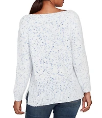 Ruby Rd. Petite Size Soft Chenille Eyelash Boat Neck Long Sleeve Sweater