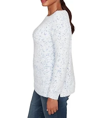 Ruby Rd. Petite Size Soft Chenille Eyelash Boat Neck Long Sleeve Sweater