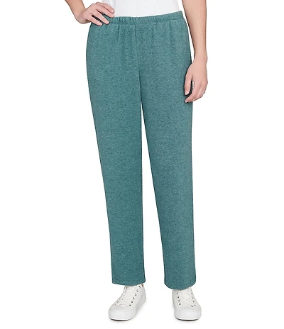 Ruby Rd. Petite Size Soft Hatchi Knit Straight Leg Pull-On Pants