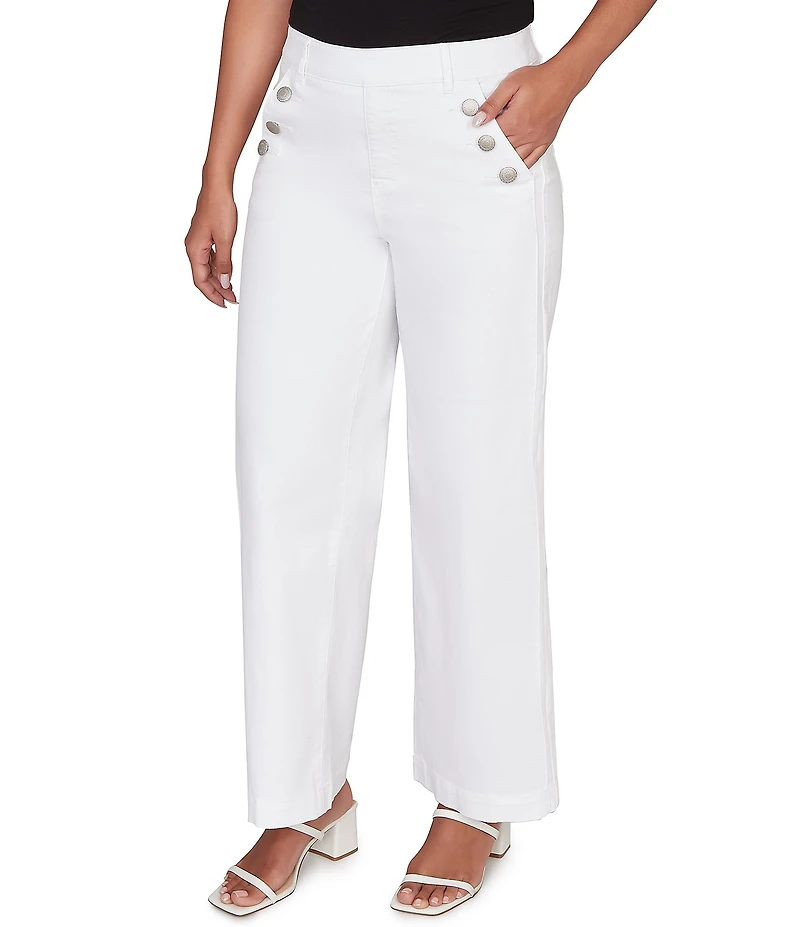 Ruby Rd. Petite Size Soft Stretch Denim Pull-On Wide Leg Pants