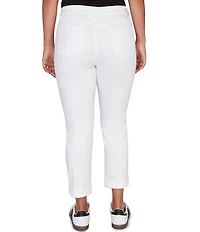 Ruby Rd. Petite Size Soft Stretch Mid-Rise Rolled Up Hem Straight Leg Denim Jeans