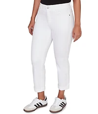 Ruby Rd. Petite Size Soft Stretch Mid-Rise Rolled Up Hem Straight Leg Denim Jeans