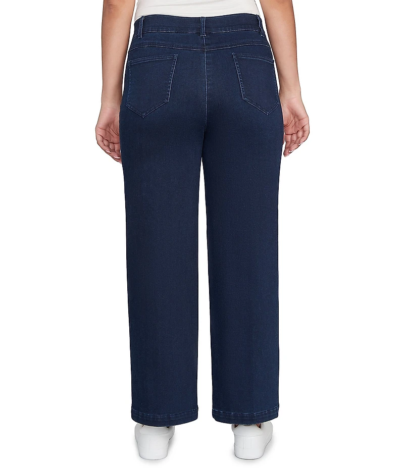 Ruby Rd. Petite Size Soft Terry Wide Leg Relaxed Ankle Denim Jeans