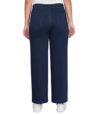 Ruby Rd. Petite Size Soft Terry Wide Leg Relaxed Ankle Denim Jeans