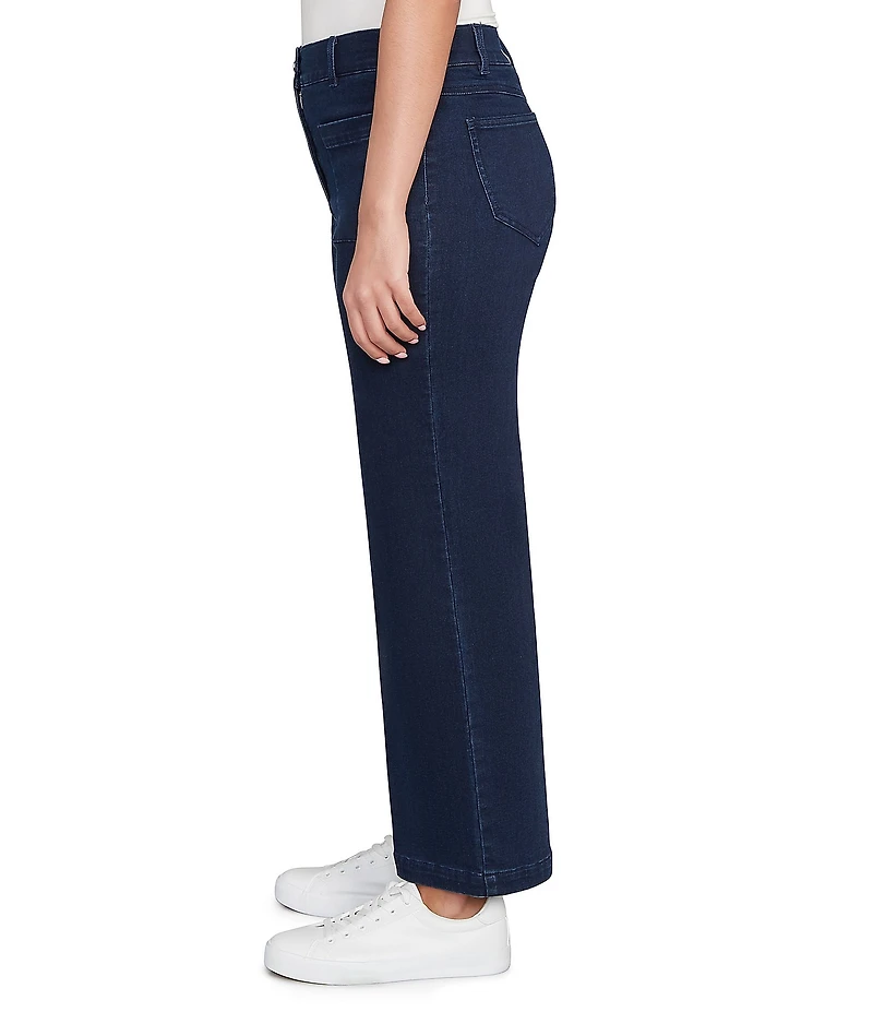 Ruby Rd. Petite Size Soft Terry Wide Leg Relaxed Ankle Denim Jeans