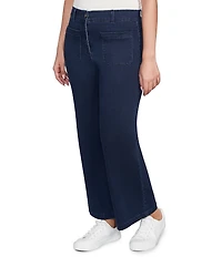 Ruby Rd. Petite Size Soft Terry Wide Leg Relaxed Ankle Denim Jeans