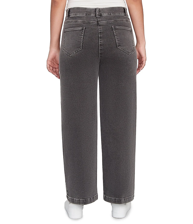 Ruby Rd. Petite Size Soft Terry Wide Leg Relaxed Ankle Denim Jeans