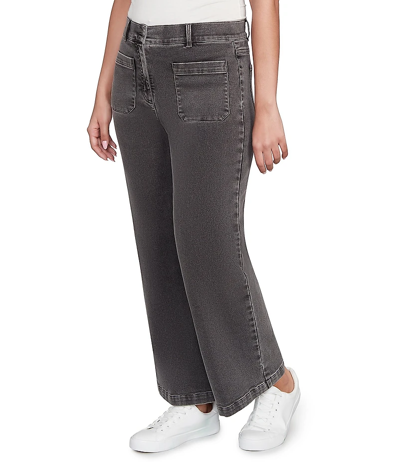Ruby Rd. Petite Size Soft Terry Wide Leg Relaxed Ankle Denim Jeans
