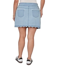 Ruby Rd. Petite Size Stretch Denim Scalloped Hem Pull-On Skort