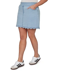 Ruby Rd. Petite Size Stretch Denim Scalloped Hem Pull-On Skort