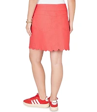 Ruby Rd. Petite Size Stretch Denim Scalloped Hem Pull-On Skort