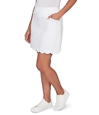 Ruby Rd. Petite Size Stretch Denim Scalloped Hem Pull-On Skort