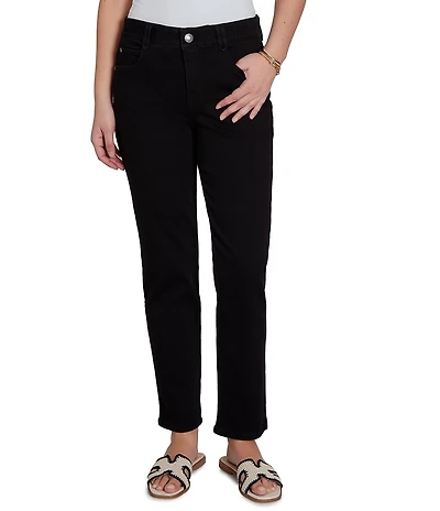 Ruby Rd. Petite Size Stretch Denim Straight Leg Slim Fit Pants