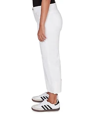 Ruby Rd. Petite Size Stretch Denim Wide Leg Rolled Cuff Hem Jeans